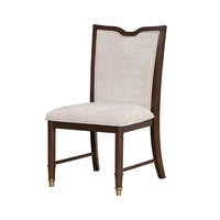 Raam Dining Side Chair Set of 2, Cream Cushions, Dark Cherry Brown-BM353110