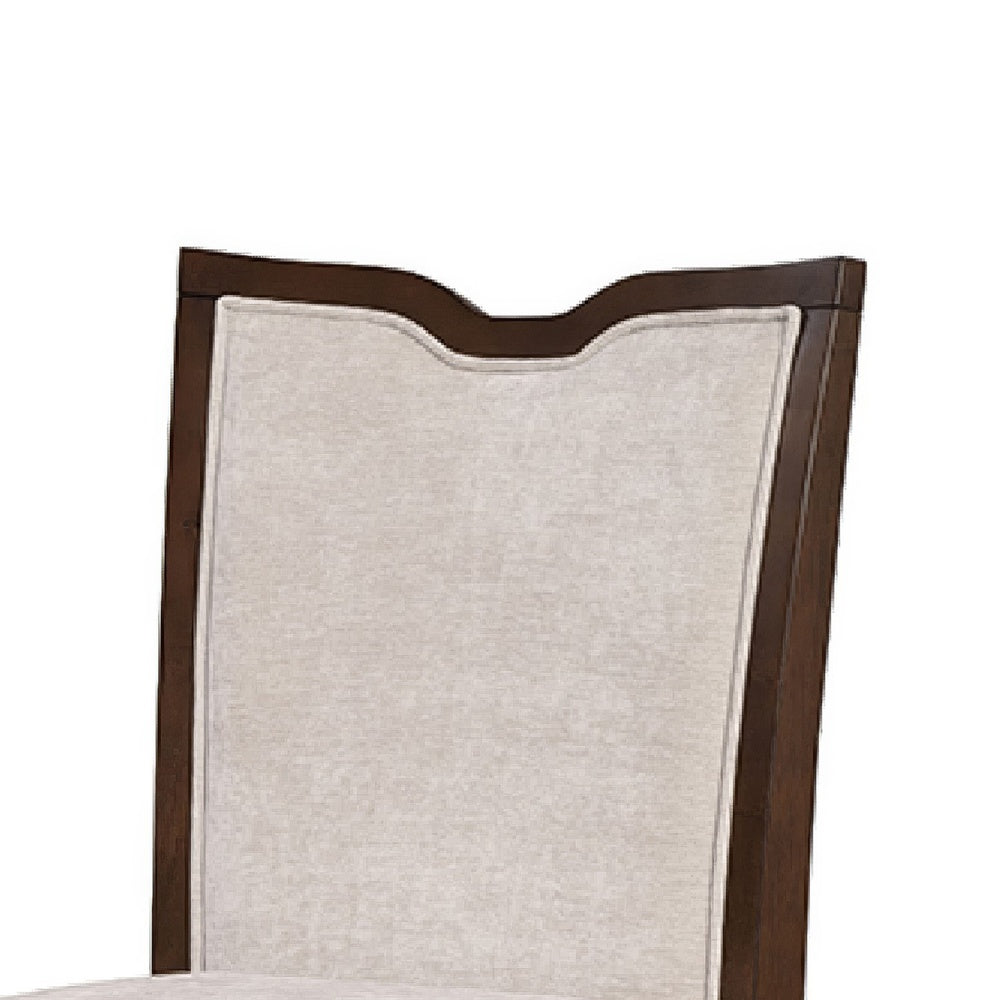 Raam Dining Side Chair Set of 2, Cream Cushions, Dark Cherry Brown-BM353110