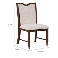 Raam Dining Side Chair Set of 2, Cream Cushions, Dark Cherry Brown-BM353110
