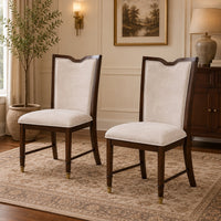 Raam Dining Side Chair Set of 2, Cream Cushions, Dark Cherry Brown-BM353110