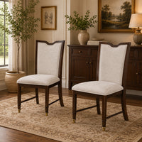 Raam Dining Side Chair Set of 2, Cream Cushions, Dark Cherry Brown-BM353110