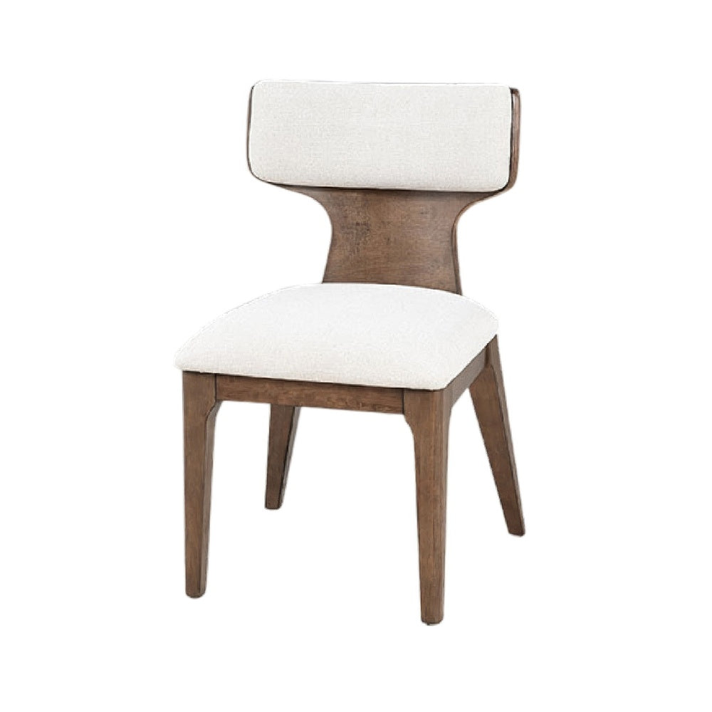 Cair Dining Side Chair Set of 2, Curved Back, Beige Cushions, Dark Brown-BM353112