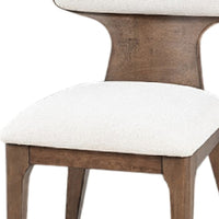 Cair Dining Side Chair Set of 2, Curved Back, Beige Cushions, Dark Brown-BM353112