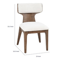 Cair Dining Side Chair Set of 2, Curved Back, Beige Cushions, Dark Brown-BM353112