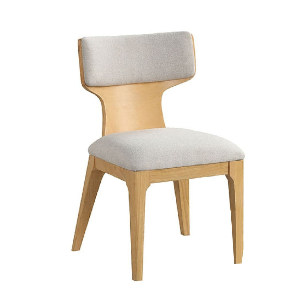 Cair Dining Side Chair Set of 2, Curved Back, Beige Cushions, Natural Brown-BM353113