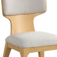 Cair Dining Side Chair Set of 2, Curved Back, Beige Cushions, Natural Brown-BM353113