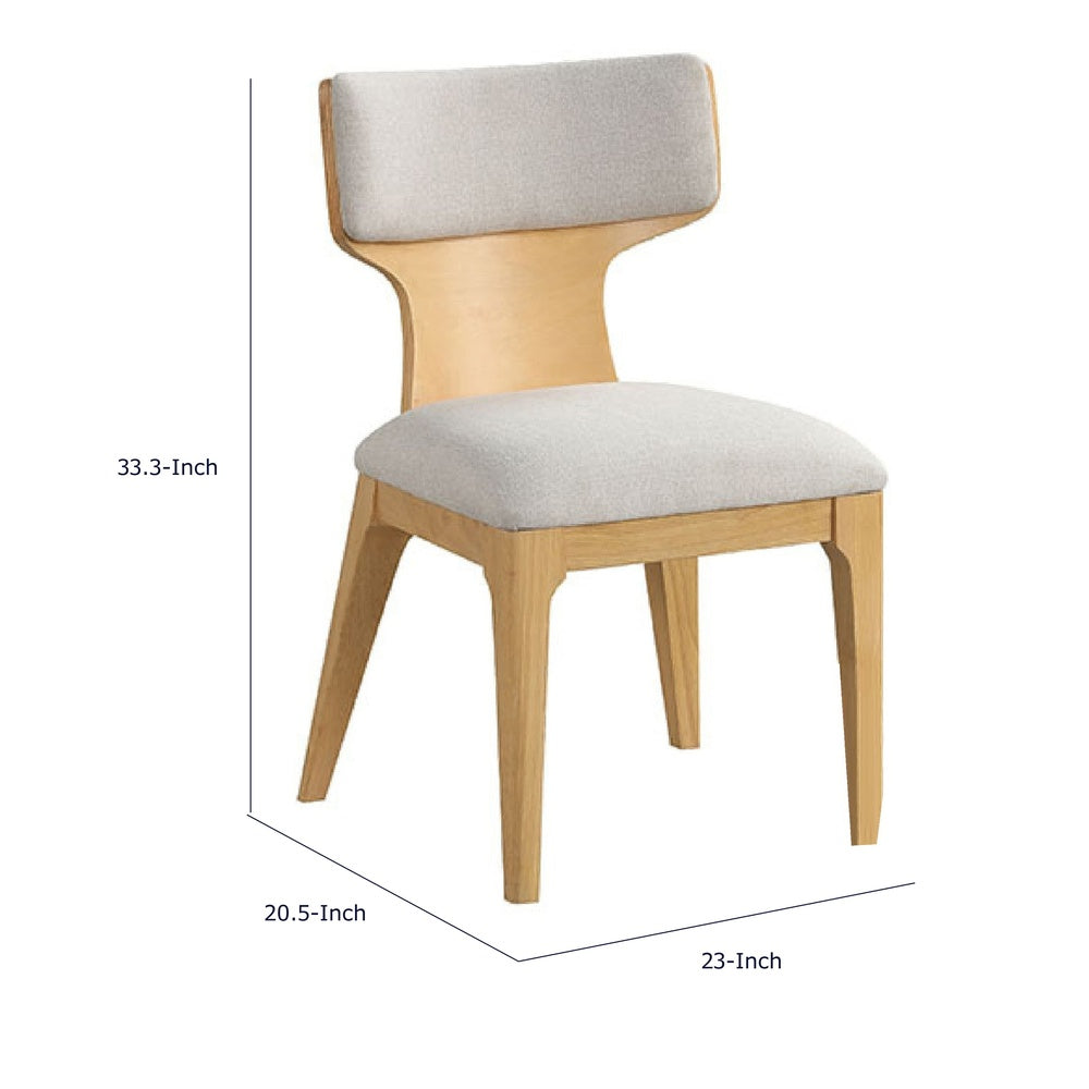Cair Dining Side Chair Set of 2, Curved Back, Beige Cushions, Natural Brown-BM353113