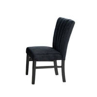 Sely Side Dining Chair Set of 2, Foam Fill Seat and Channeled Back, Black-BM353114