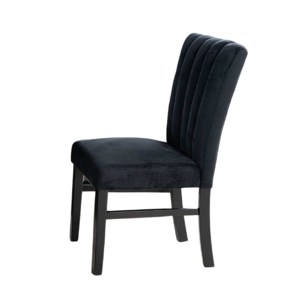 Sely Side Dining Chair Set of 2, Foam Fill Seat and Channeled Back, Black-BM353114