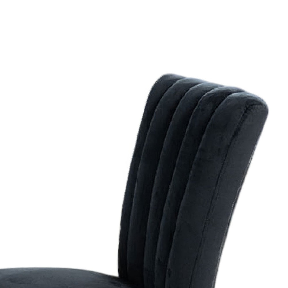Sely Side Dining Chair Set of 2, Foam Fill Seat and Channeled Back, Black-BM353114