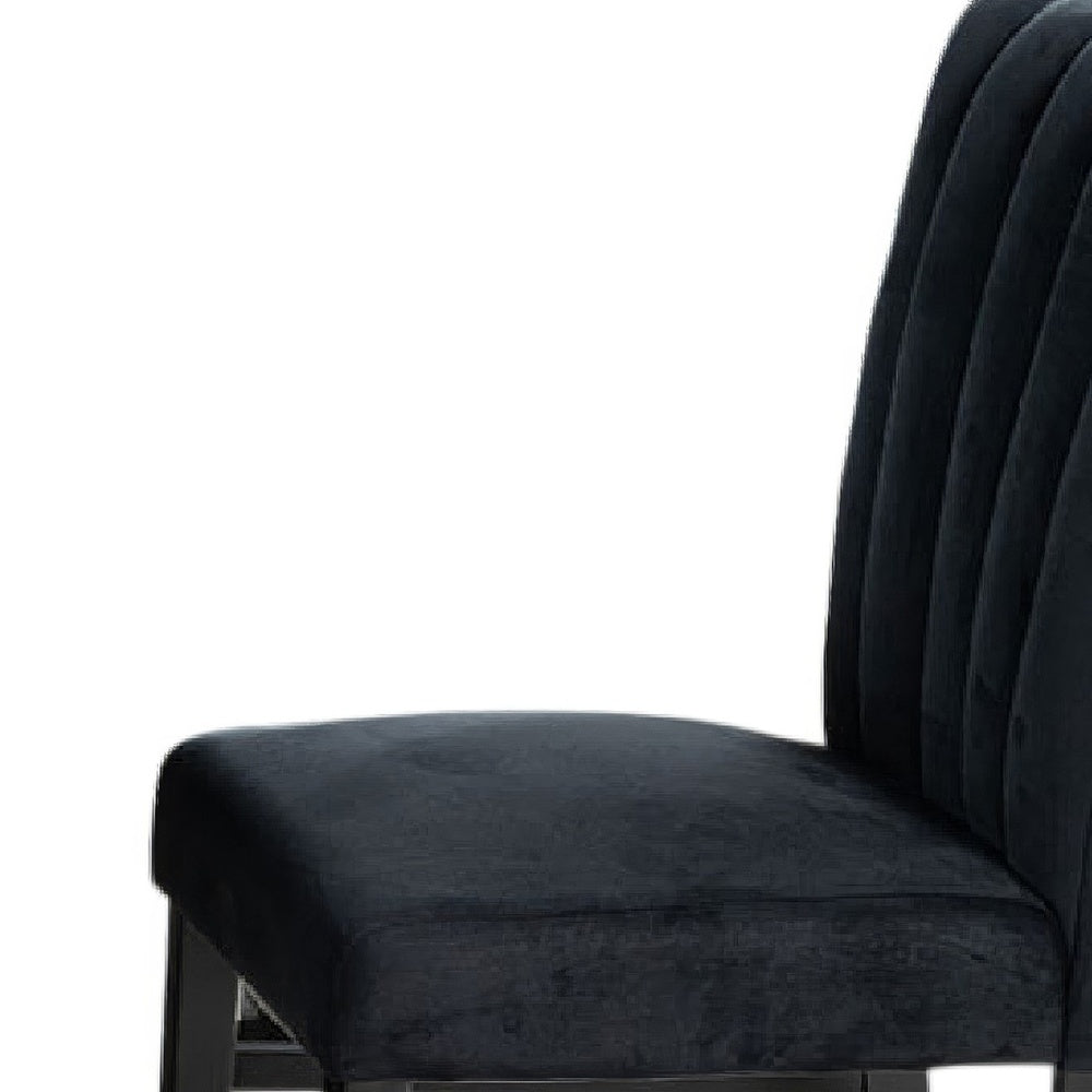 Sely Side Dining Chair Set of 2, Foam Fill Seat and Channeled Back, Black-BM353114