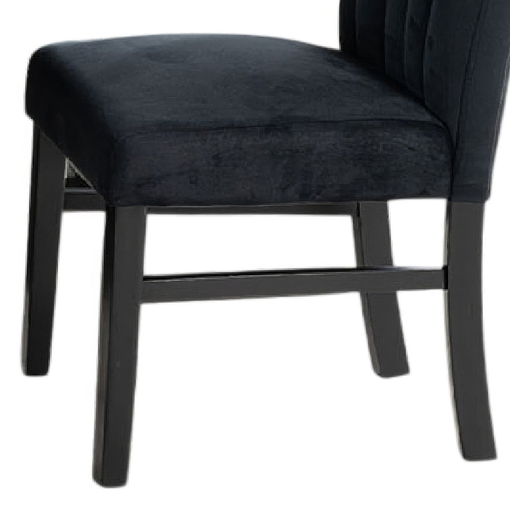 Sely Side Dining Chair Set of 2, Foam Fill Seat and Channeled Back, Black-BM353114