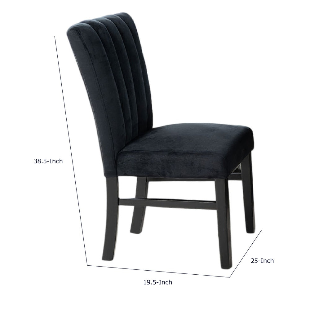 Sely Side Dining Chair Set of 2, Foam Fill Seat and Channeled Back, Black-BM353114