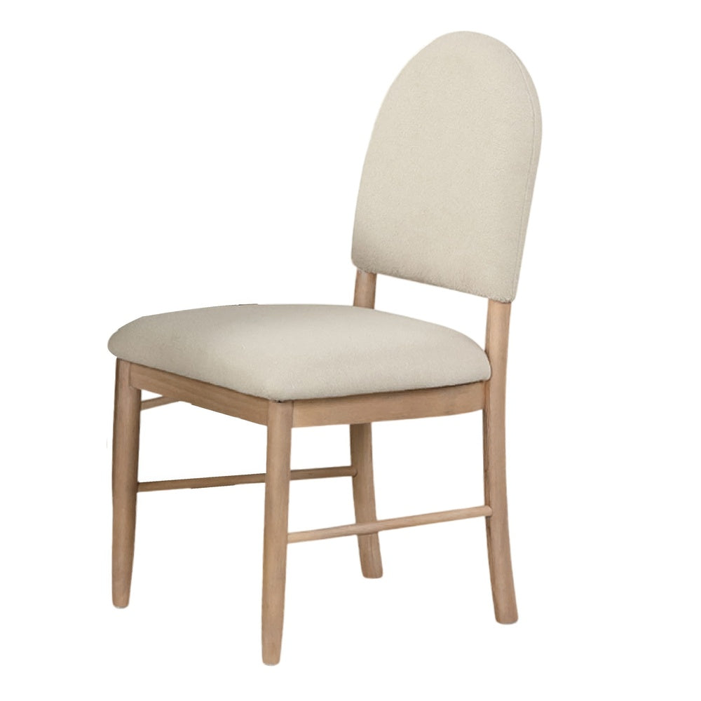 Reha Dining Side Chair Set of 2, Arch Back, Beige Cushions, Natural Brown-BM353115
