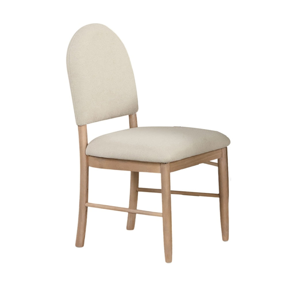 Reha Dining Side Chair Set of 2, Arch Back, Beige Cushions, Natural Brown-BM353115