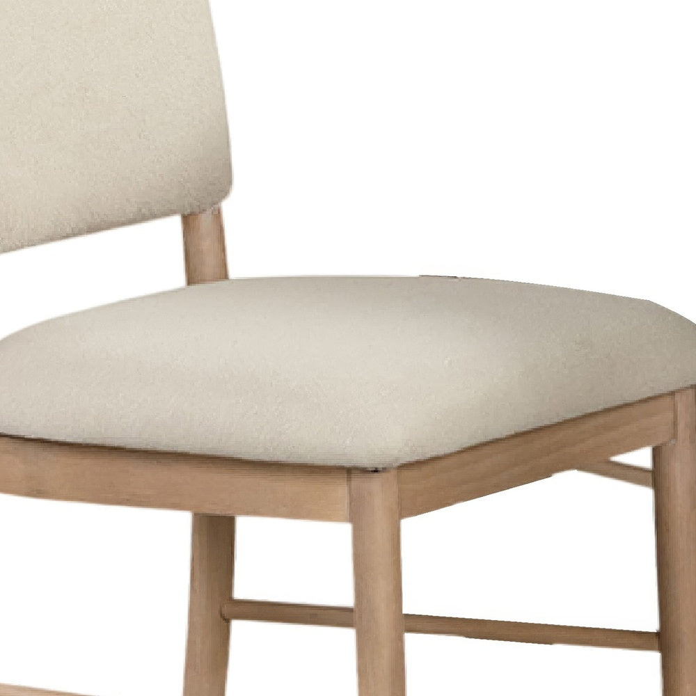 Reha Dining Side Chair Set of 2, Arch Back, Beige Cushions, Natural Brown-BM353115