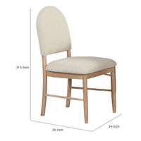 Reha Dining Side Chair Set of 2, Arch Back, Beige Cushions, Natural Brown-BM353115