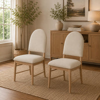 Reha Dining Side Chair Set of 2, Arch Back, Beige Cushions, Natural Brown-BM353115