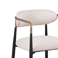 Nath Counter Height Chair Set of 2, Gold Metal Arms, White Cushions, Black-BM353116