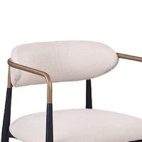 Nath Counter Height Chair Set of 2, Gold Metal Arms, White Cushions, Black-BM353116