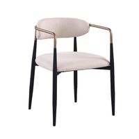 Nean Dining Side Chair Set of 2, Gold Metal Arms, White Cushions, Black-BM353117