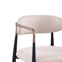 Nean Dining Side Chair Set of 2, Gold Metal Arms, White Cushions, Black-BM353117