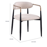 Nean Dining Side Chair Set of 2, Gold Metal Arms, White Cushions, Black-BM353117