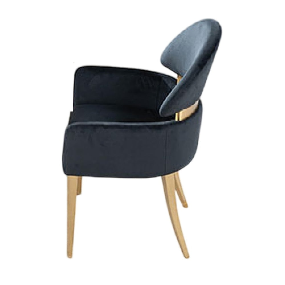 Noth Dining Armchair Set of 2, Foam Fill Black Cushions, Matte Gold-BM353118
