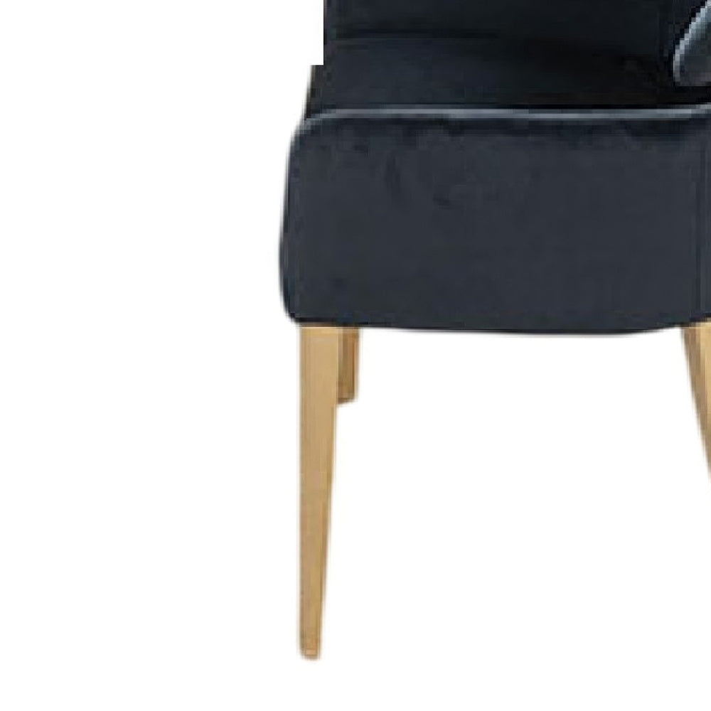 Noth Dining Armchair Set of 2, Foam Fill Black Cushions, Matte Gold-BM353118