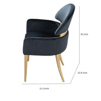 Noth Dining Armchair Set of 2, Foam Fill Black Cushions, Matte Gold-BM353118