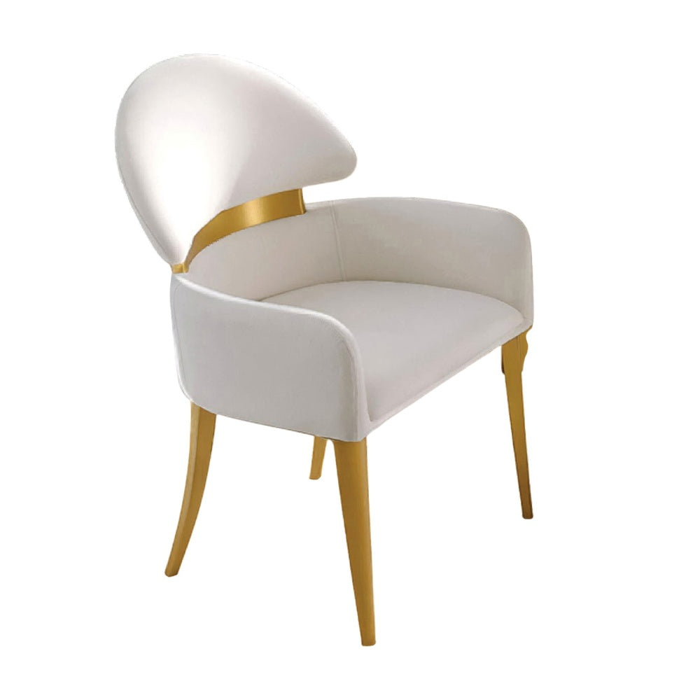 Noth Dining Armchair Set of 2, Foam Fill White Cushions, Matte Gold-BM353119
