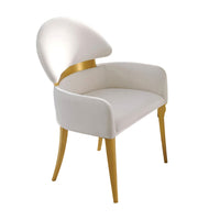 Noth Dining Armchair Set of 2, Foam Fill White Cushions, Matte Gold-BM353119