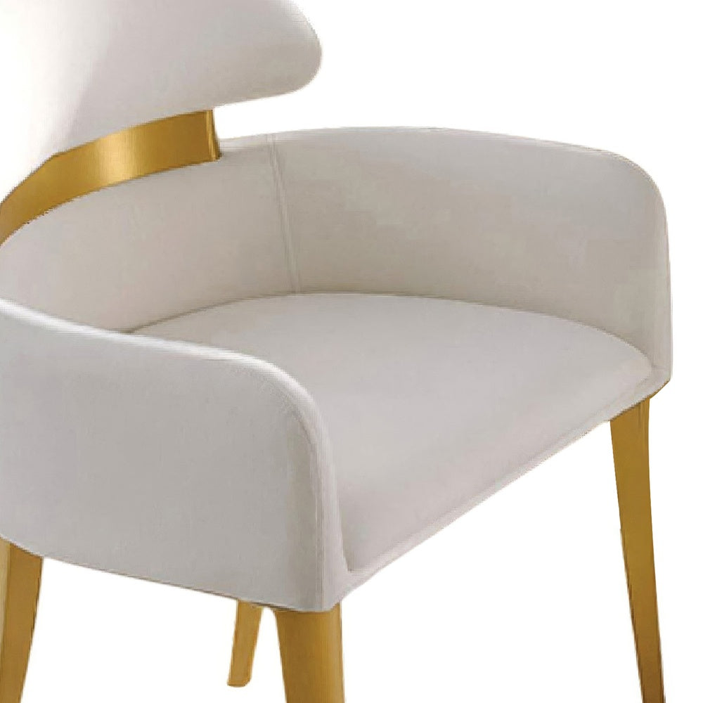 Noth Dining Armchair Set of 2, Foam Fill White Cushions, Matte Gold-BM353119