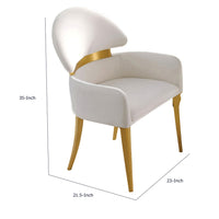 Noth Dining Armchair Set of 2, Foam Fill White Cushions, Matte Gold-BM353119