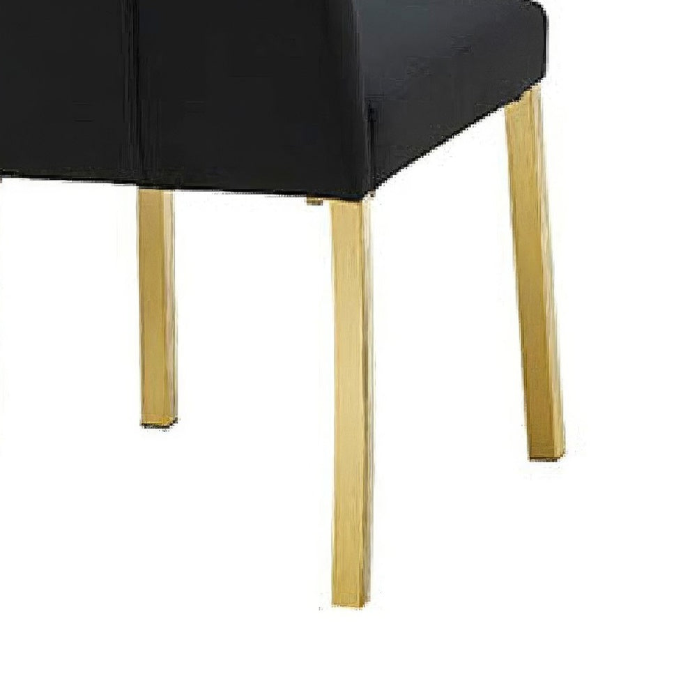 Hols Parson Dining Side Chair Set of 2, Channeled Black Fabric, Gold Steel -BM353120