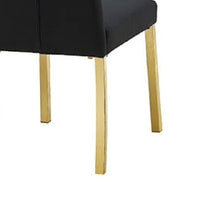 Hols Parson Dining Side Chair Set of 2, Channeled Black Fabric, Gold Steel -BM353120