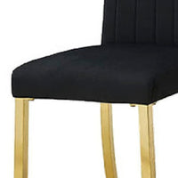 Hols Parson Dining Side Chair Set of 2, Channeled Black Fabric, Gold Steel -BM353120