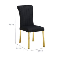 Hols Parson Dining Side Chair Set of 2, Channeled Black Fabric, Gold Steel -BM353120