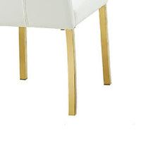 Hols Parson Dining Side Chair Set of 2, Channeled White Fabric, Gold Steel Base-BM353122