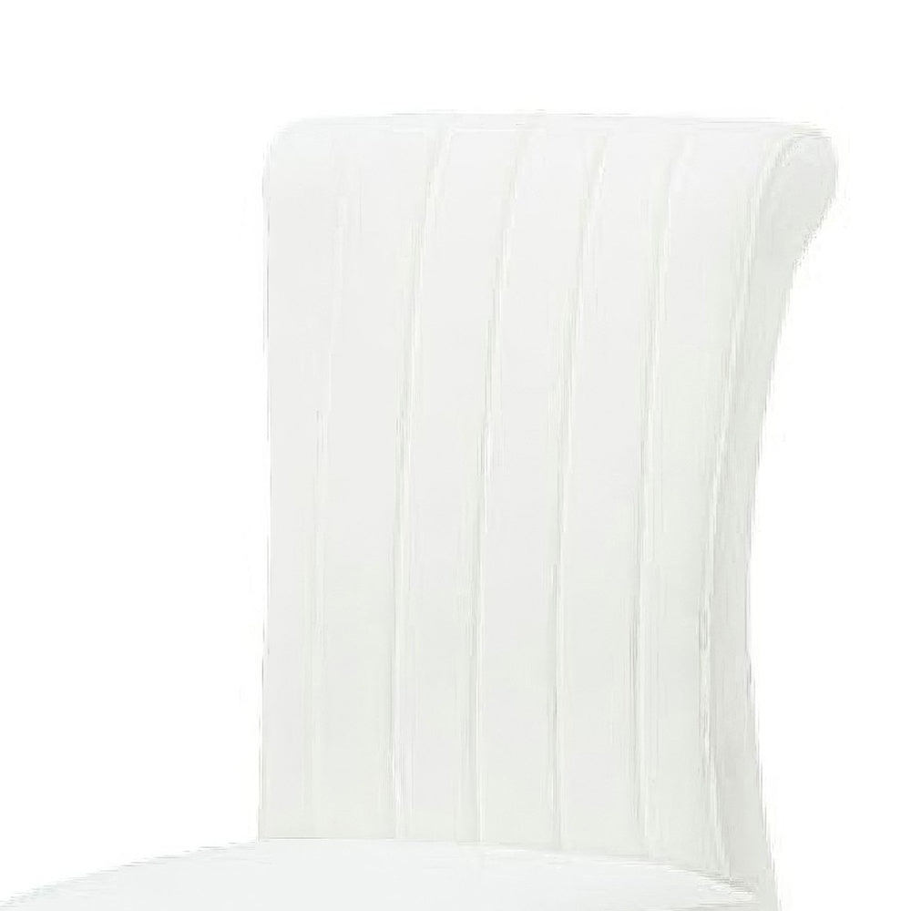 Hols Parson Dining Side Chair Set of 2, Channeled White Fabric, Gold Steel Base-BM353122