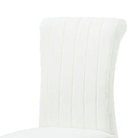 Hols Parson Dining Side Chair Set of 2, Channeled White Fabric, Gold Steel Base-BM353122