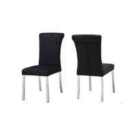 Hols Parson Dining Side Chair Set of 2, Black Fabric, Silver Steel Base-BM353123