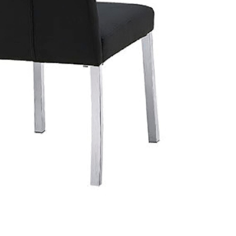 Hols Parson Dining Side Chair Set of 2, Black Fabric, Silver Steel Base-BM353123