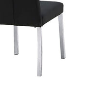 Hols Parson Dining Side Chair Set of 2, Black Fabric, Silver Steel Base-BM353123