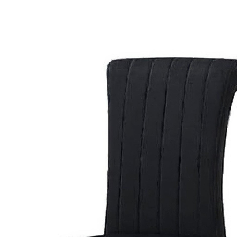 Hols Parson Dining Side Chair Set of 2, Black Fabric, Silver Steel Base-BM353123