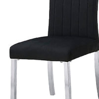 Hols Parson Dining Side Chair Set of 2, Black Fabric, Silver Steel Base-BM353123