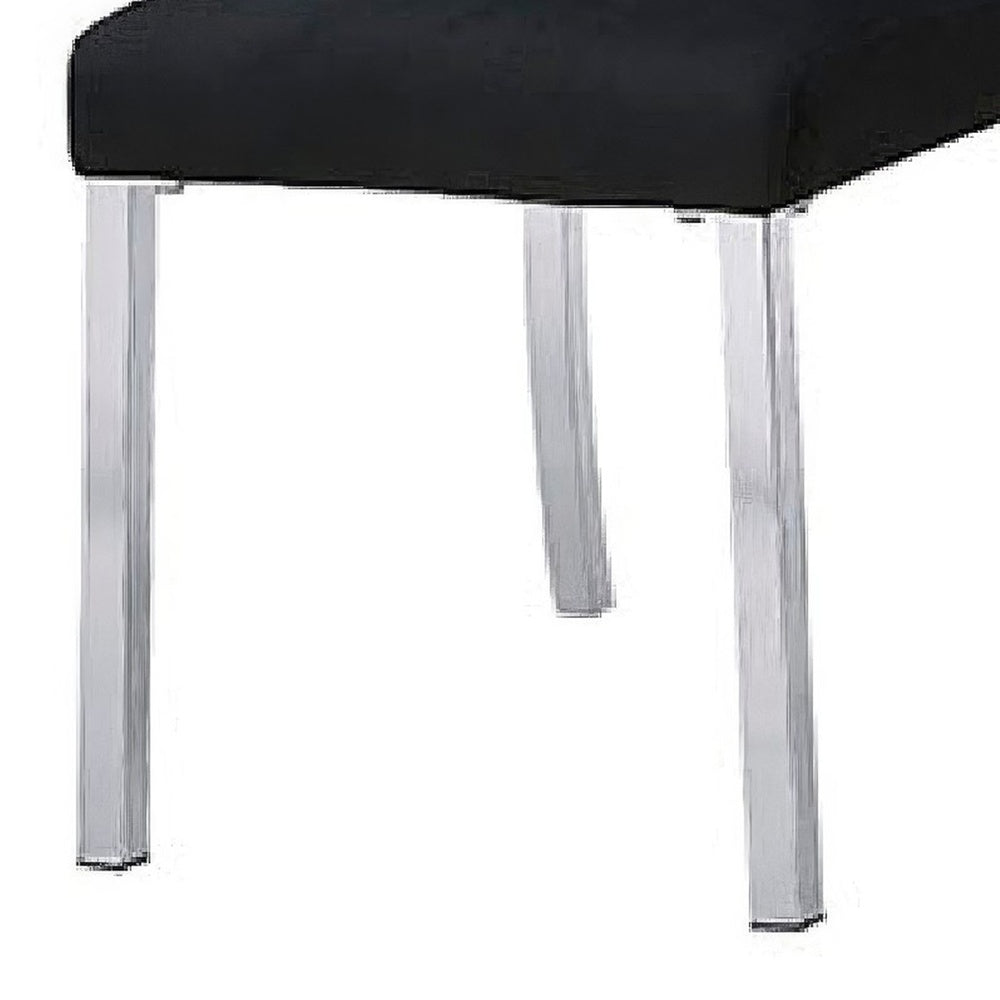 Hols Parson Dining Side Chair Set of 2, Black Fabric, Silver Steel Base-BM353123