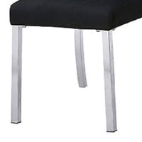 Hols Parson Dining Side Chair Set of 2, Black Fabric, Silver Steel Base-BM353123