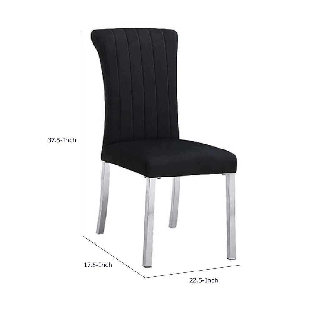Hols Parson Dining Side Chair Set of 2, Black Fabric, Silver Steel Base-BM353123