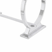 Hols Dining Table, Silver Banding on White Top, O-Shaped Steel Legs 60 Inch-BM353124